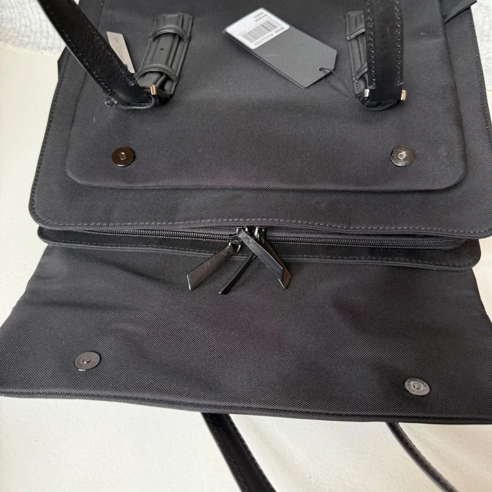 Francesco Biasia BIA63 Evolution Black Nylon Leather Briefcase Laptop Bag NWT